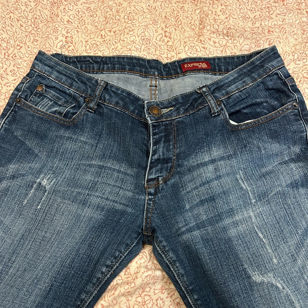 Express Women's Dark Blue Boot Cut Jeans - Picture 3 of 3